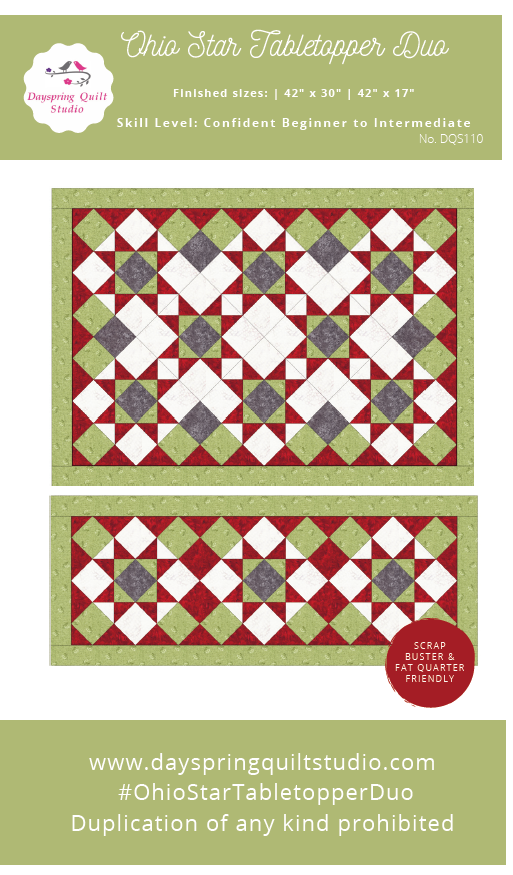 Ohio Star Tabletopper / Tablerunner - Printed Pattern
