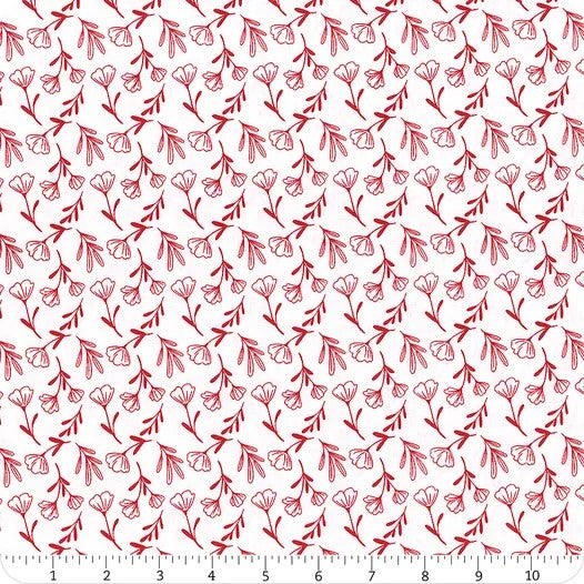 Radiant Ruby - Floral, Cloud - PER 1/4 YARD