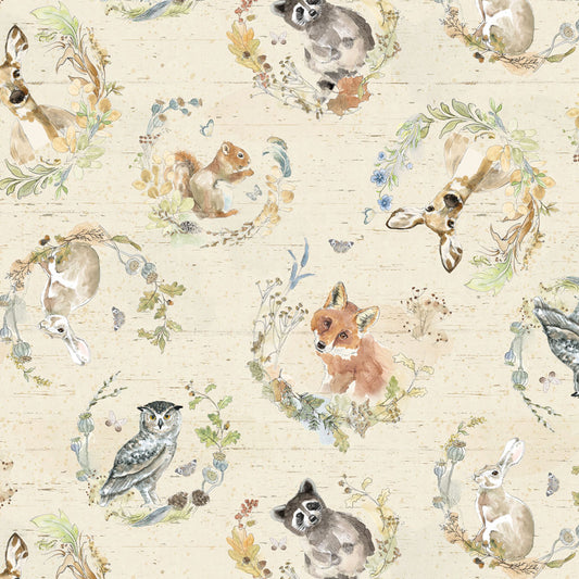 Wildwood - Wreaths, Light Khaki - PER 1/4 YARD