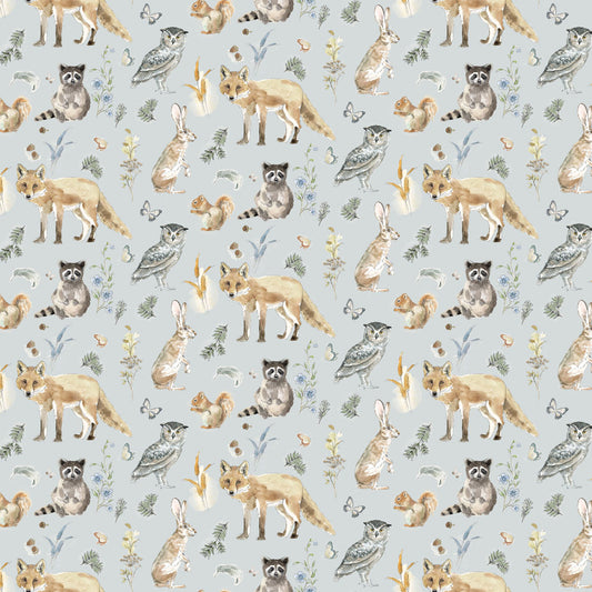 Wildwood - Animals, Light Blue - PER 1/4 YARD