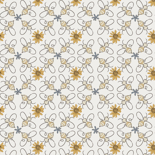 Honey Bee - Lattice Bees, Light Cream - PER 1/4 YARD