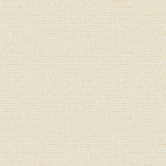Honey Bee - Text, Gold - PER 1/4 YARD
