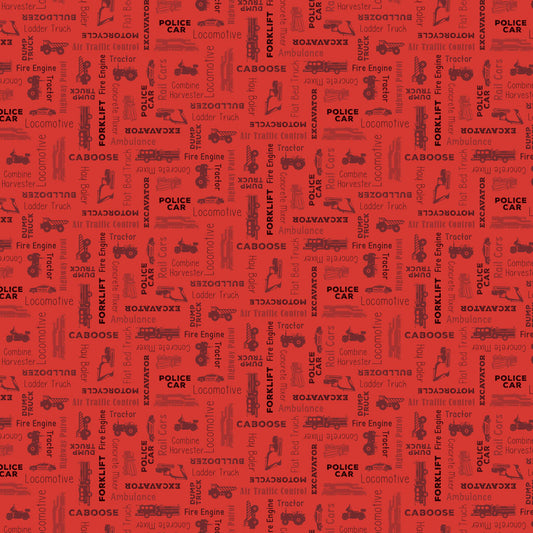 Let's Go! - Words, Red - PER 1/4 YARD