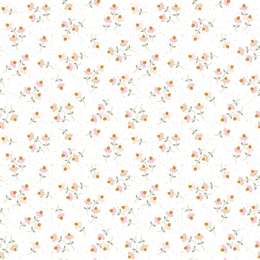 Coneflower Corral - Ditsy Floral, White - PER 1/4 YARD